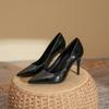 Single shoes 2025 spring women's Huizhou women's shoes genuine leather spring women's pointed high heels black women's stiletto fashion shoes