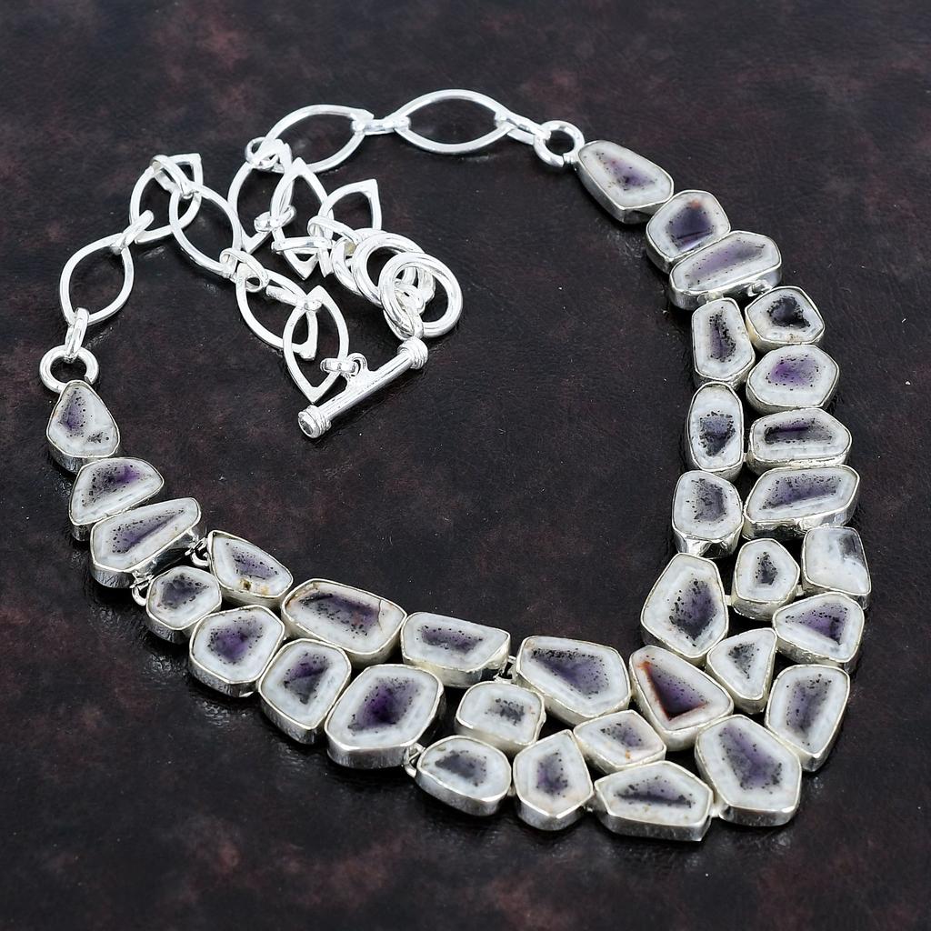 Super 23 Amethyst Gemstone Handmade 925 Sterling Silver Jewelry Necklace 18" AMN-669