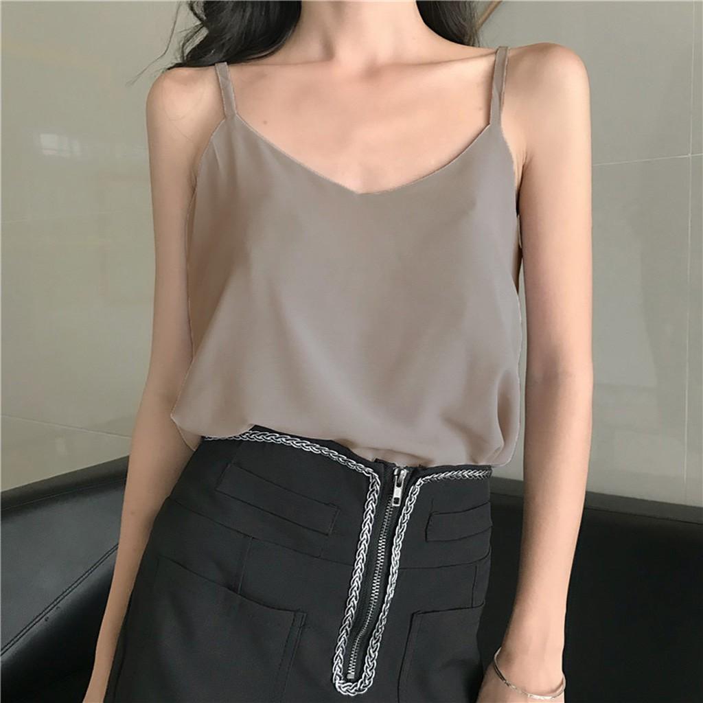 

Модные женские шифоновые повседневные майки без рукавов с v-образным вырезом, однотонные женские топы XXL