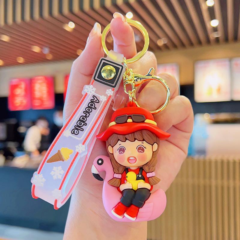 Adorable Cartoon Animal Keychains Soft Rubber Key Rings Cute Couple Gifts
