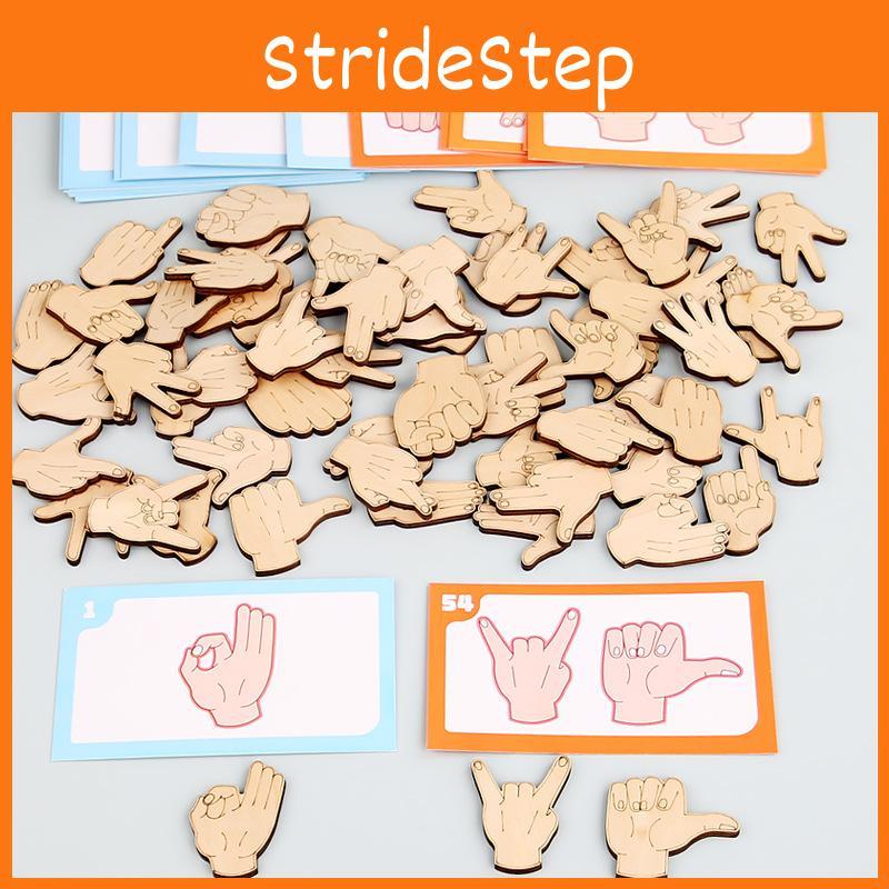 Wooden Childhood Early Gesture Matching Building Blocks Children Toy Puzzle