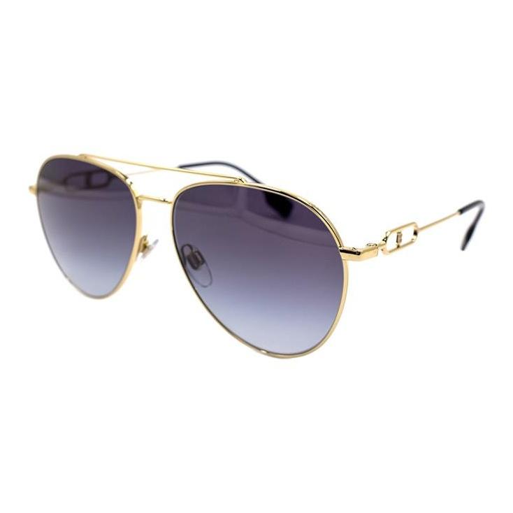 Burberry B. Monogram Exclusive Wzór Logo Seria Metalowe Okulary Pilotki Damskie Okulary Złoty Ciemnoszary Gradient B3128-1109-8G