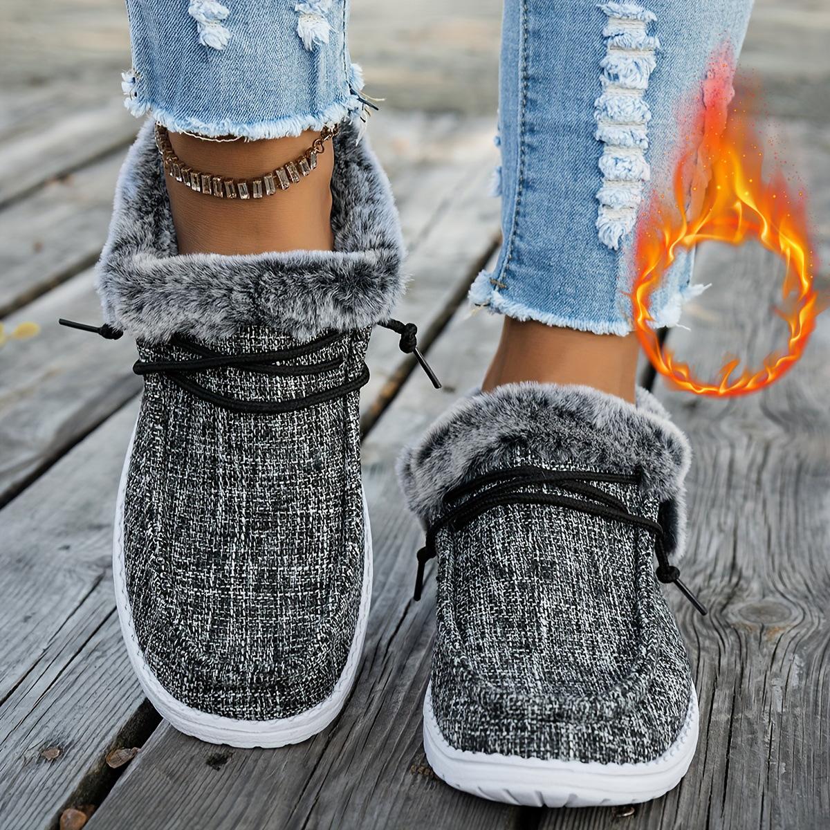 

Женские хлопковые ботинки 2025 Осень/Зима Женские теплые повседневные слипоны на флисовой подкладке Утепленные хлопковые ботинки Размер 45 40 серый