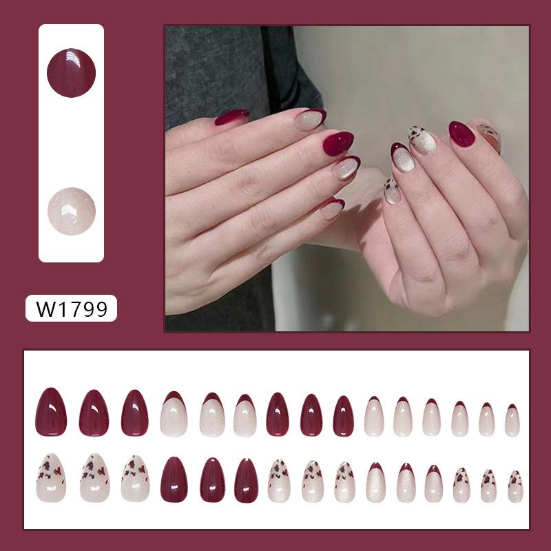 

Нейл-арт, элементы, носите ногти, фиолетовый леопардовый принт, съемный французский маникюр, кошачий глаз, миндалевидный ноготь, 30 штук