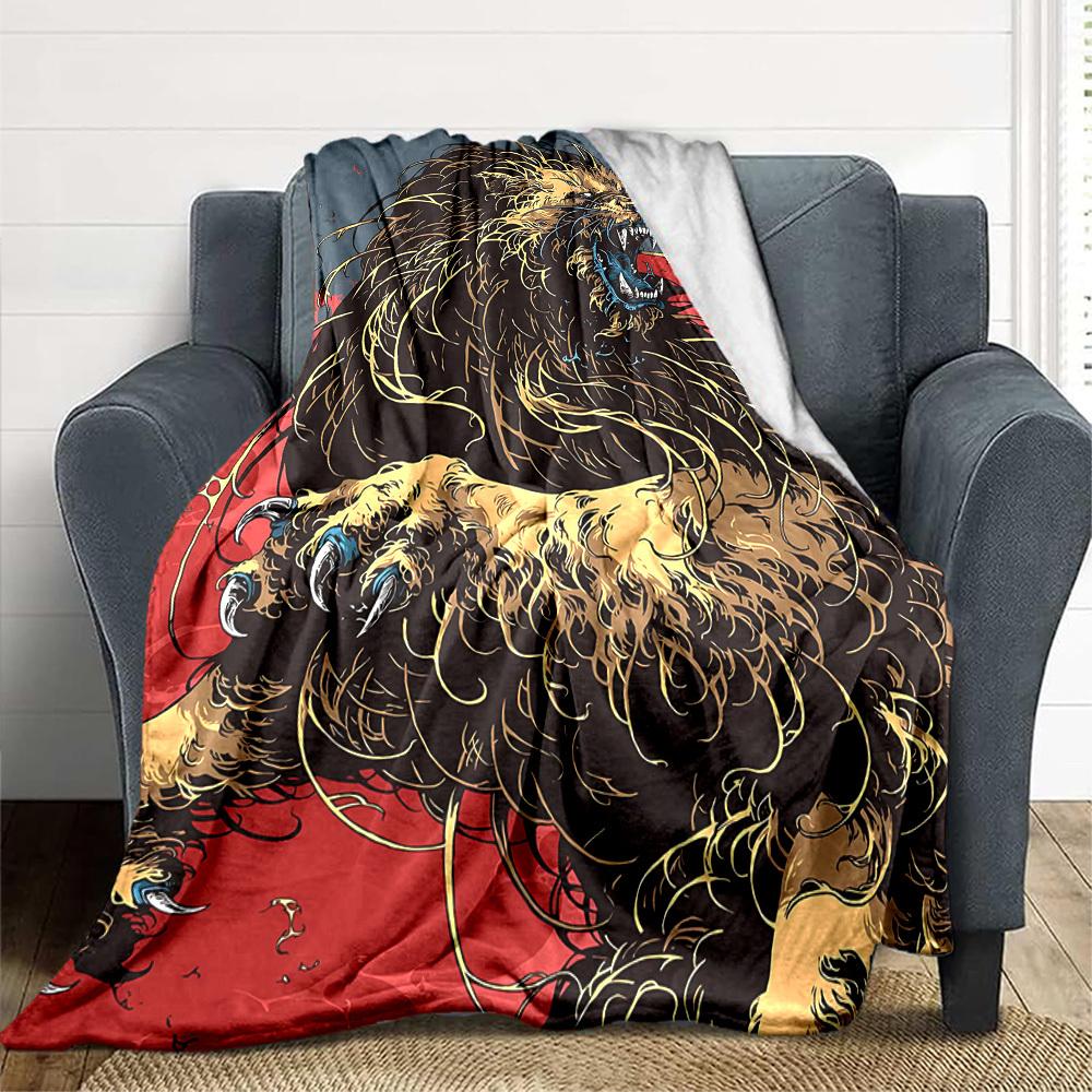 1 Stück Löwen Brüllen Decke, Leichte Flanell Überwurfdecke Für Sofa, Bett, Reisen, Camping, Wohnzimmer, Büro, Couch, Stuhl Und Bett