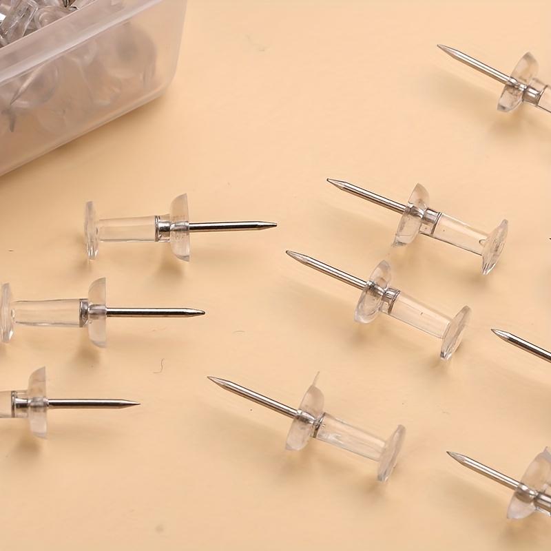 Lot de 100 Punaises Tête en Plastique Transparent, Pointe en Acier, Punaises pour Mur Panneau de Liège, Carte, Calendrier, Photo Robuste pour Maison Bureau et Projets d'Artisanat