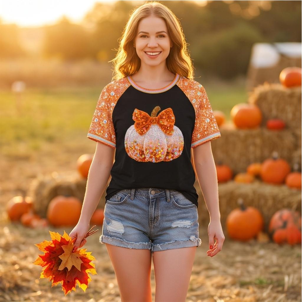 Women's Casual Halloween Printed Pullover T-Shirt Top