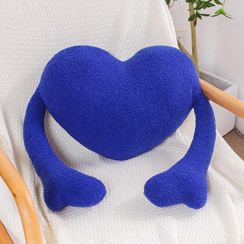Couple Love Heart Palm Pillow Plush Toys Creative Modeling Red Cushion Blue and White Love Heart Plush Dolls