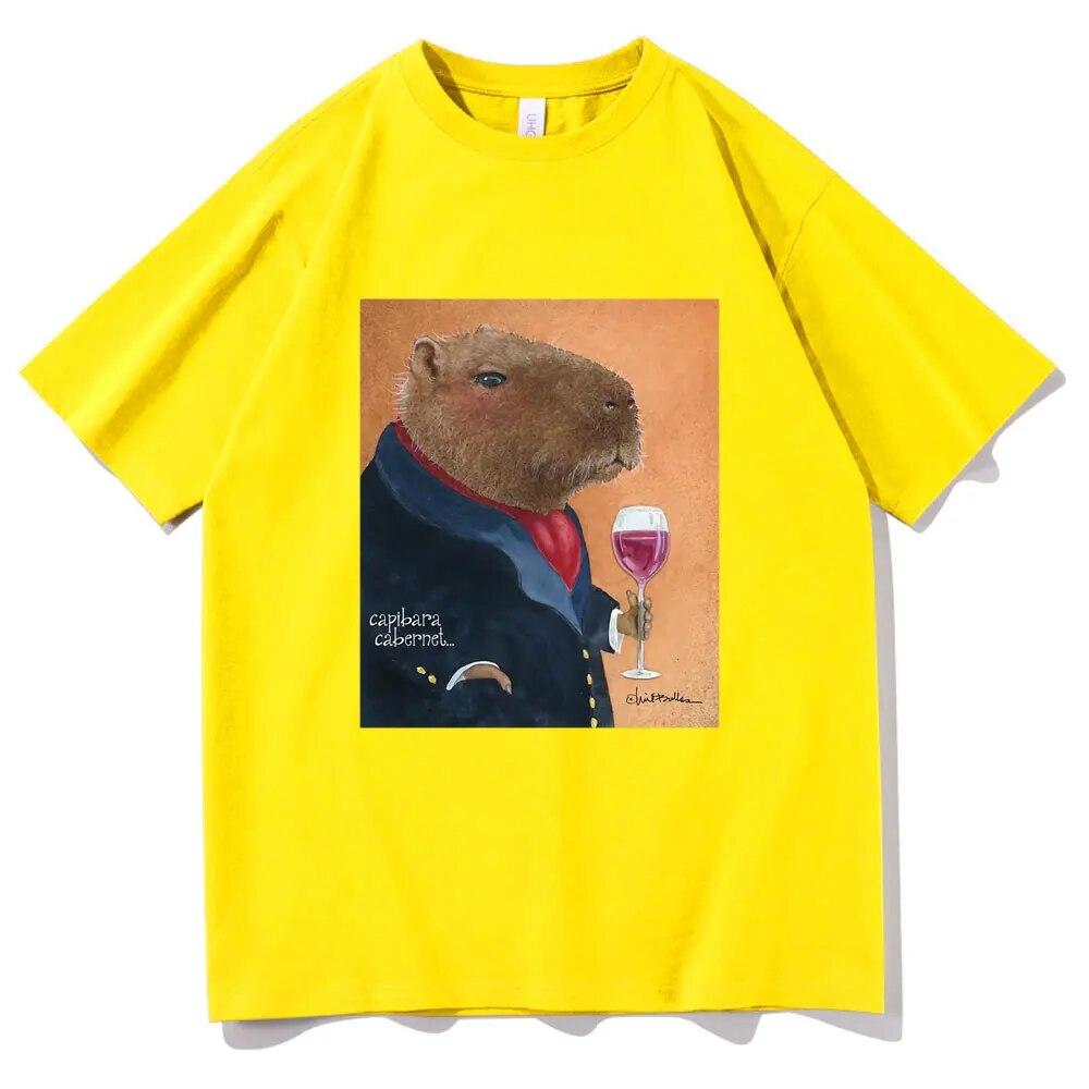 Will Bullas Tshirt Funny Capybara Cabernet Print T Shirts Unisex Women Fashion Harajuku Cute T-shirt Unisex Casual Funny Tee Shirt