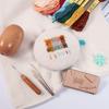 Sock Darning Kit Wooden Disc With 9 Needles Darning Egg Mending Sock With Threader And 10 Colors Sewing Threads For Sock Darning