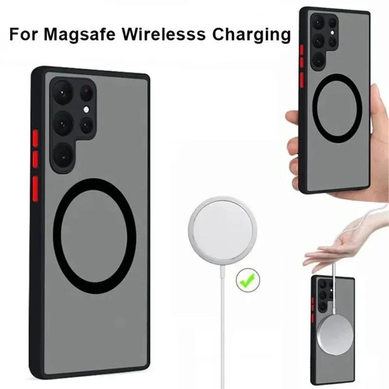 For Magsafe Armor Cases For Samsung Galaxy S25 S24 S23 S22 Ultra S21 Plus S20 FE A55 A35 A53 A34 A14 A54 A15 5G Magnetic Cover