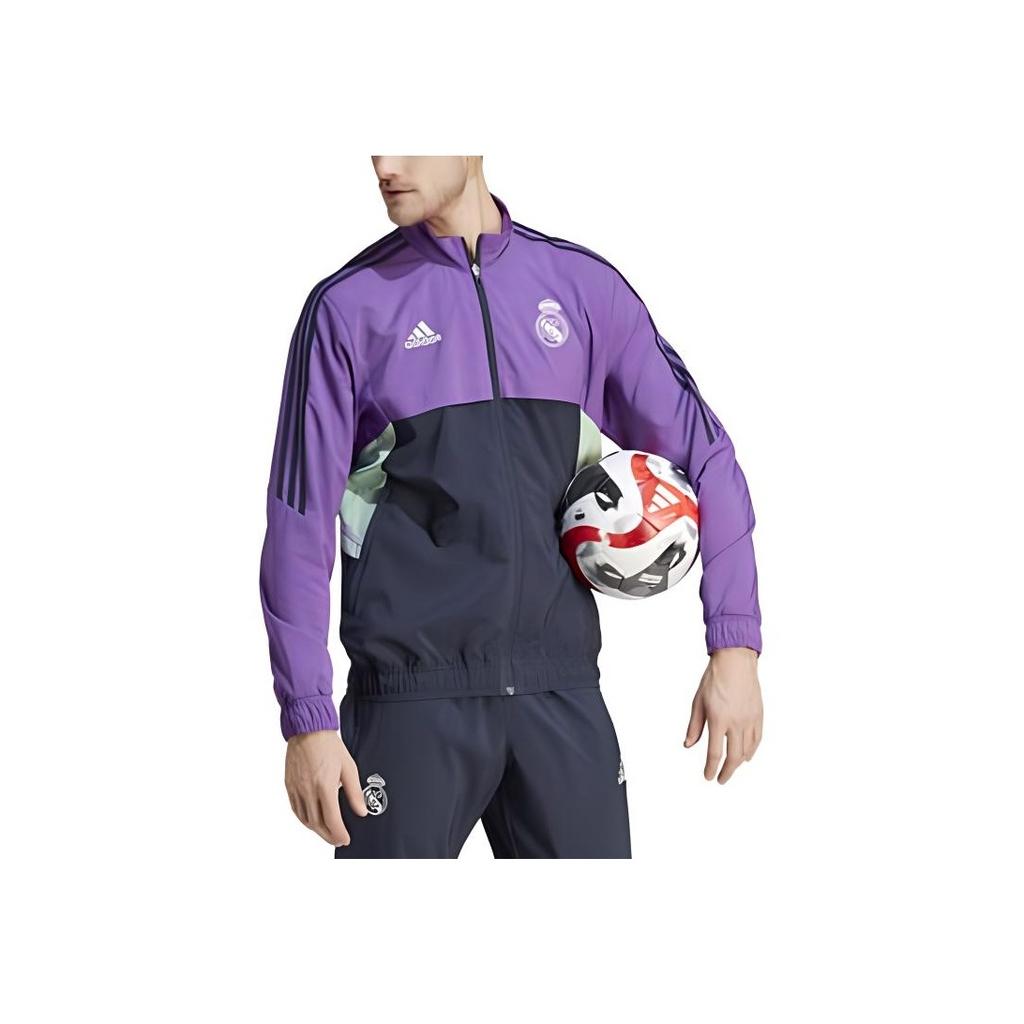Adidas Real Madrid Comfortable Soft Skin-Friendly Versatile Jacket Men Jacket Purple HT8805