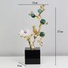 Metal Handicraft Golden Tree Crystal Flower Brass Amethyst Decoration Golden Bird Metal Decorative Figurines Home Decoration