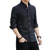 Camicia da uomo a maniche lunghe, tinta unita, con bottoni, monopetto, cardigan elegante, bavero, casual, da uomo, primaverile, per lavoro