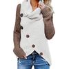 Women Winter Patchwork Knitted Buttons Long Sleeve Regular Blouse Sweatshirt
