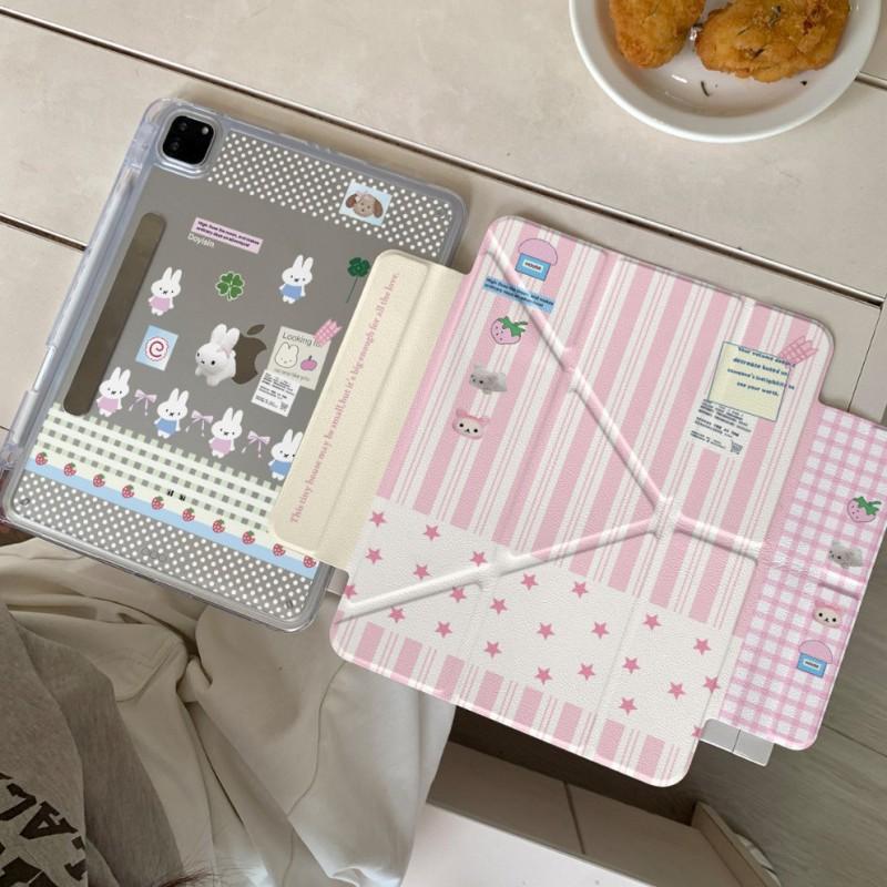 Miffy Rabbit Striped Case IPad Pro Mini 7 Air 10th Gen With Stand Sleep Wake Support