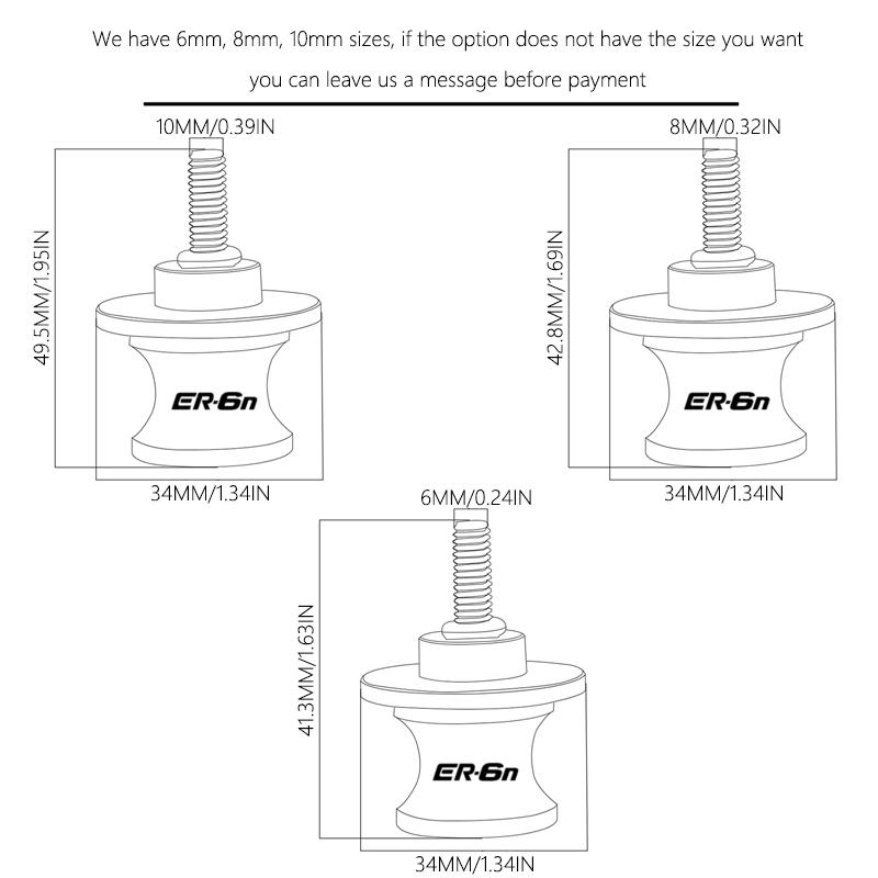 Für Kawasaki ER6N ER 6N ER-6N 2006-2016 2013 2014 2015 Motorradzubehör CNC M6/M8/M10 Schwingarmspulen Schieber Ständerschrauben