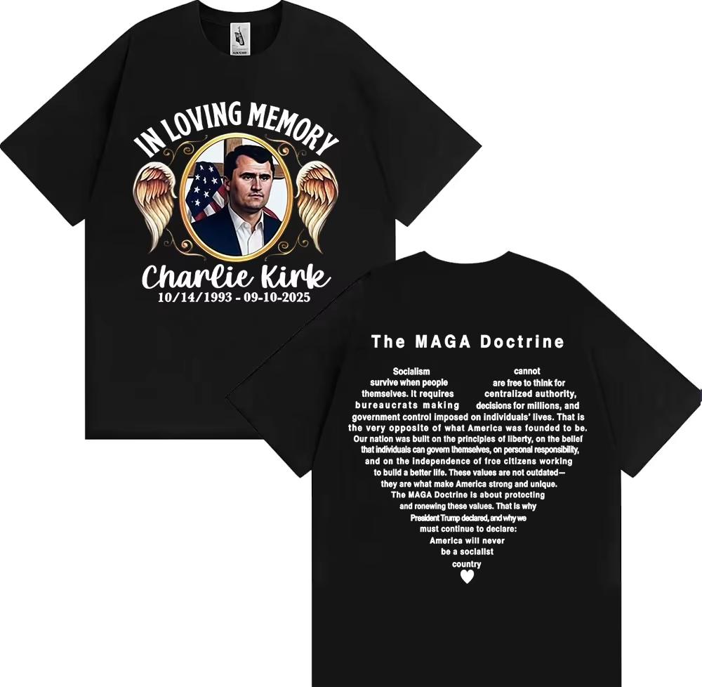In liebevoller Erinnerung Charlie Kirk Die Maga-Doktrin T-Shirt Herren Damen Mode Gothic Retro T-Shirt Sommer Tops Hochwertige T-Shirts