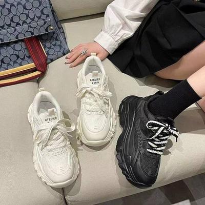 Wheat Ear Dad Shoes Women's Tide Autumn and Winter New Versatile Thick-soled Heightening Little White Sports Shoes Women