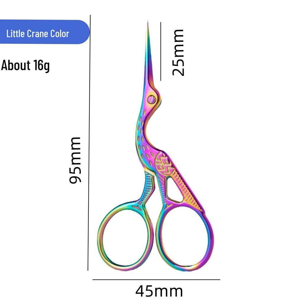Creative Gold Crane Retro Titanium Thread Scissors for Cross Stitch and Tea Art