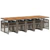 11 piece Grey Garden Dining Set with Cushions Poly Rattan