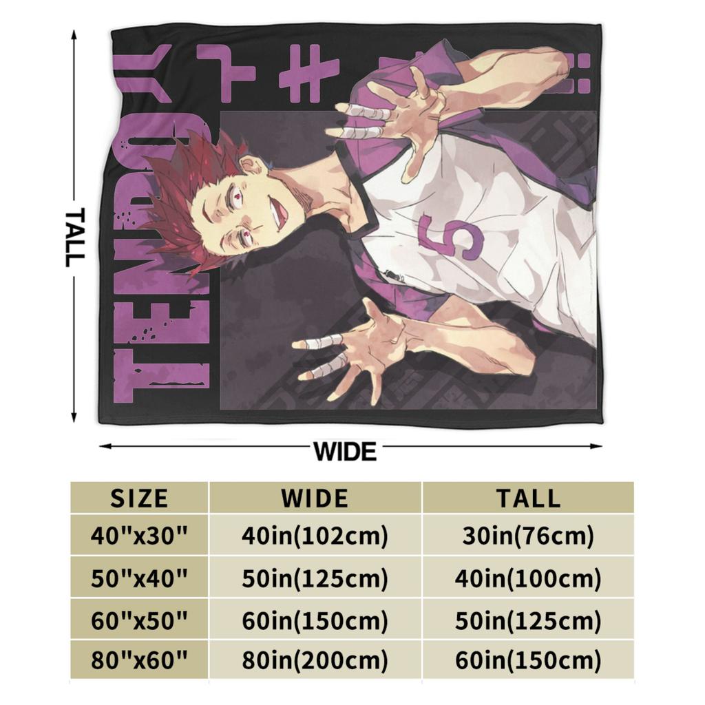 Haikyuu Tendou Decken Fleece Bedruckt Hinata Karasuno Volleyball Kageyama Überwurfdecken für Bettwäsche Outdoor Plüsch Dünne Steppdecke