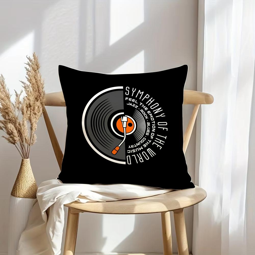 Music CD Cushion Cover Soft Plush Throw Pillow Cover DoubleSided Decorative Cushion Case Sofa Bedroom Home Decor