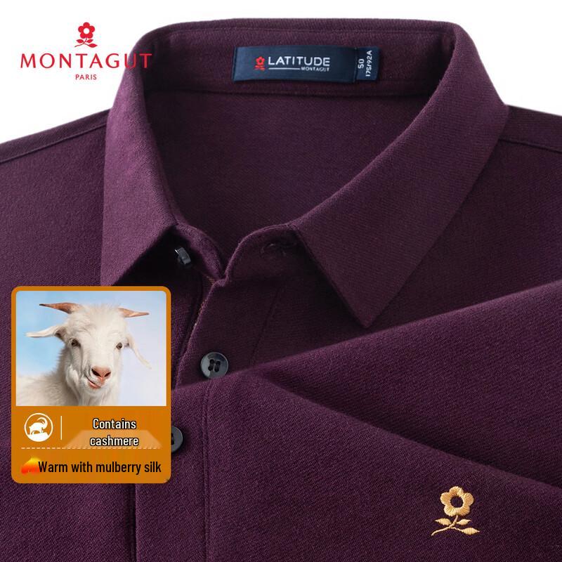 MONTAGUT Pánské polo tričko s dlouhým rukávem ze směsi kašmíru a hedvábí