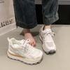 Fashion 7.5cm Air Mesh Micrifiber Leather Breathable Vulcanize Summer Chunky Sneakers Hollow Casual Platform Wedge Women Shoes