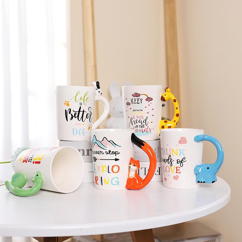 Cute Animal Handle Ceramic Mug,Stylish Restaurant Coffee Mugs, Office Breakfast Milk Mug, Fun Tea Cup, Christmas Gift Water Cups
