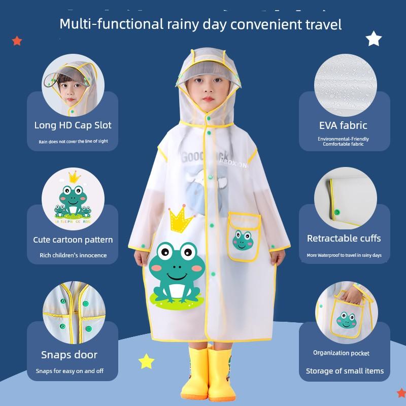 Baby Girl Cartoon Kids Raincoat with Schoolbag