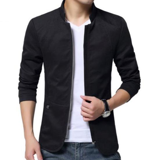 Męska kurtka bomberka w jednolitym kolorze jesienna casualowa dopasowana kurtka zapinana na zamek odzież wierzchnia