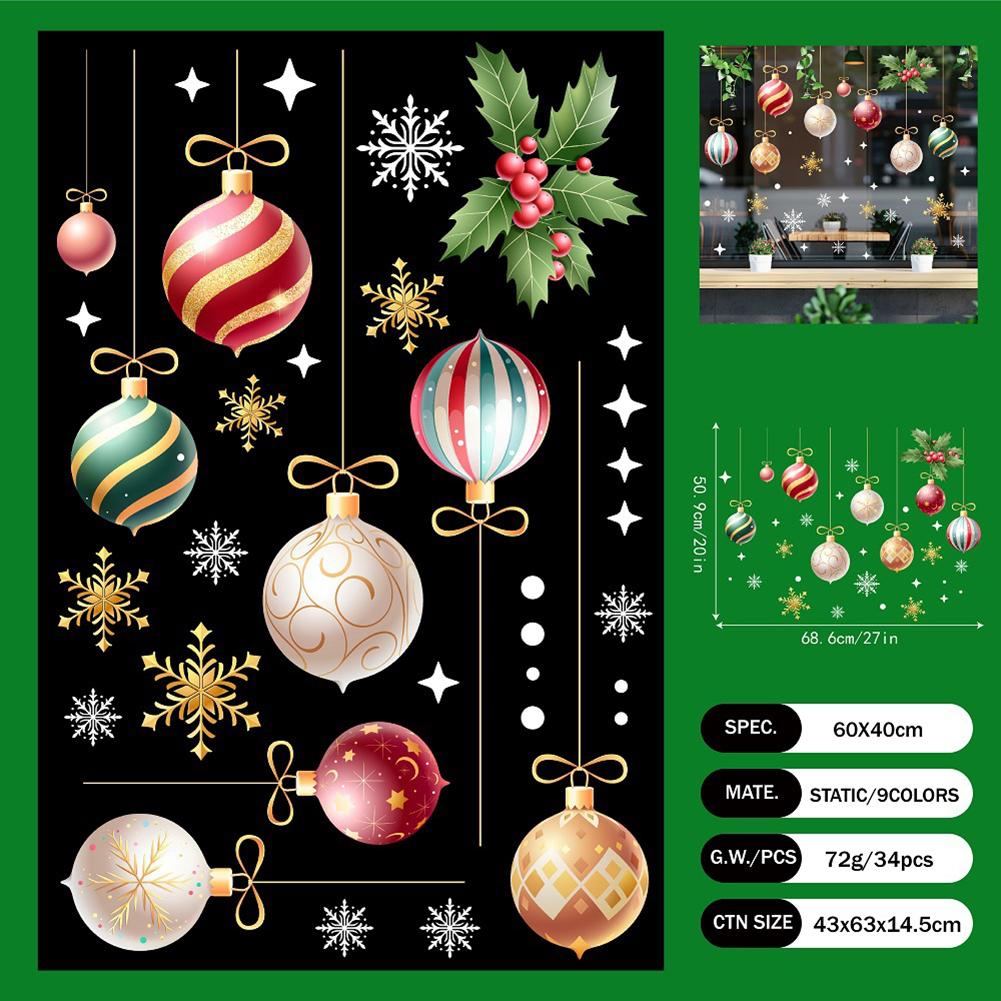 

Christmas Static Cling Stickers Window Decals Santa Claus Scene Festive Window Decals Christmas Home Party Decor 24