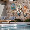 Surfboard Plaque with Summer Slogans 1/3Pcs Decoration, Solid Wood Vintage Coastal Wall Sign, Rustic Retro Seaside Style Art Ornament for Indoor