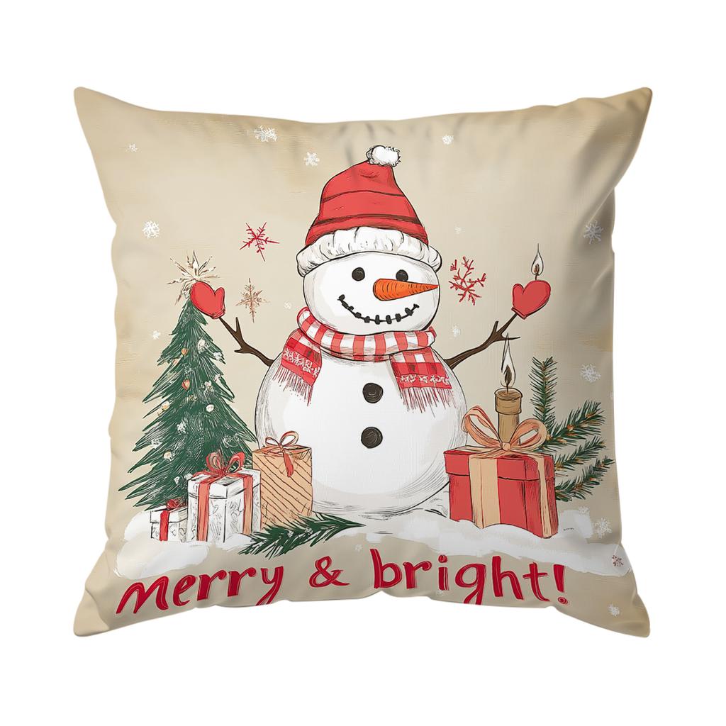 Vintage Christmas Snowman Pillowcase Bedroom Sofa Cushion Cover 100% Polyester Living Room Cushion Pillowcase Home Decor
