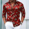 Marble Pattern Long Sleeve Shirt, Stylish Men's Casual Wear