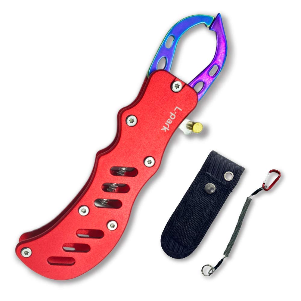 the right size for easy Fish with Carabiner Case Colors L-park [Just handling] Grip, Aluminum, Rust-Resistant, [2 Available] (Red)