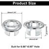5 Pcs Chrome Overflow Cover Rings, Round Hole Trim Hole Insert in Cap for Home/Sink/Bathroom/Kitchen