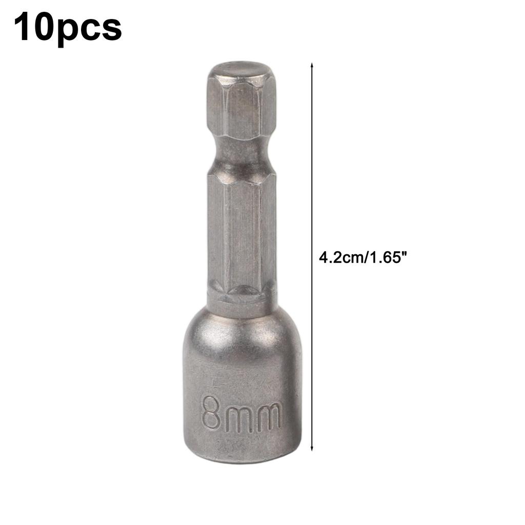 10PC Magnetic Nut Driver Set Highly Efficient for Nuts Tightening with 8mm Socket 42mm Length and Chrome Vanadium Steel