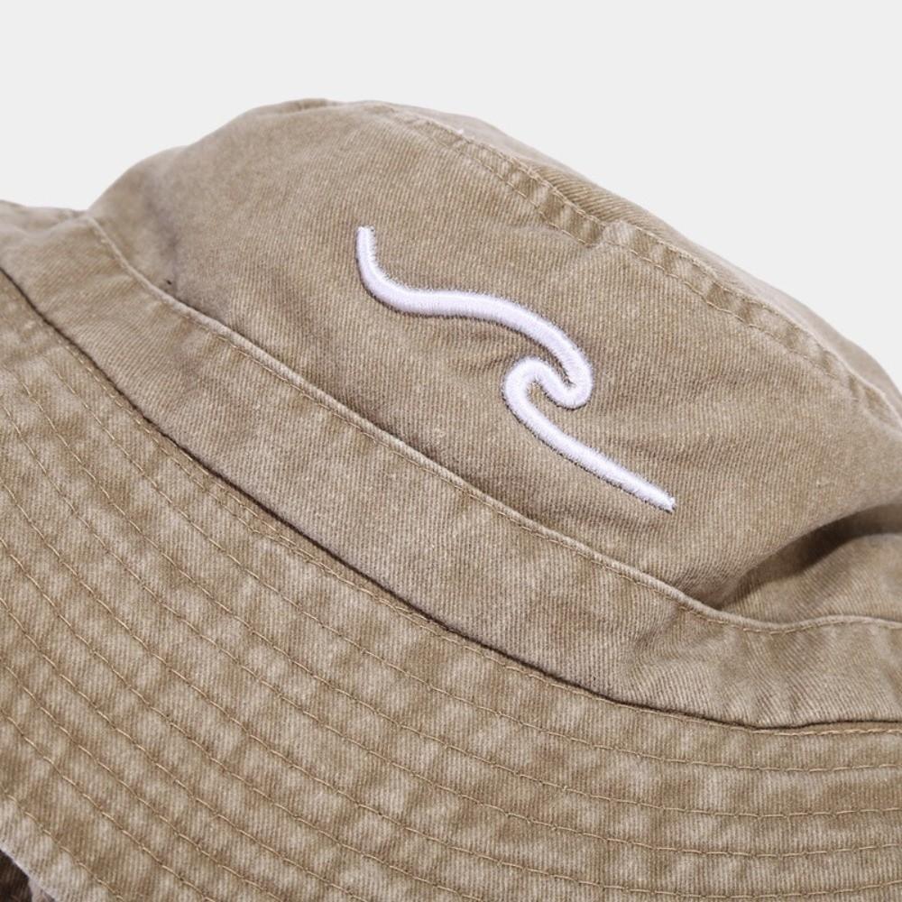 Cotton Bucket Hat Embroidered Pattern Sunshade Design Fisherman Hat Breathable Sunscreen Protection Sun Hat Camping Activities