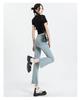 Women's Petite Korean Style Frayed Hem Micro Flare Jeans - Slimming, Versatile, Cropped Pants for Early Autumn 2025