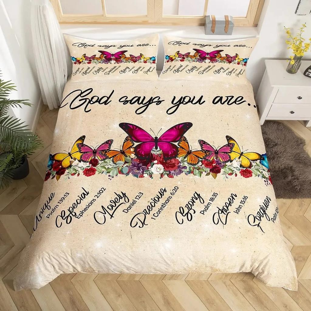 Death Butterfly Gothic Skull Duvet Cover Set Butterflies Skeleton Halloween Bedding Sets Ombre Hippie Comforter Cover King Size