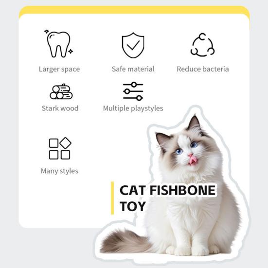 1/2/3Pcs Cat Dental Toy Fishbone Shape Catnip Cat Toy Teeth Play Oral Hygiene Cleaning Breath Interactive