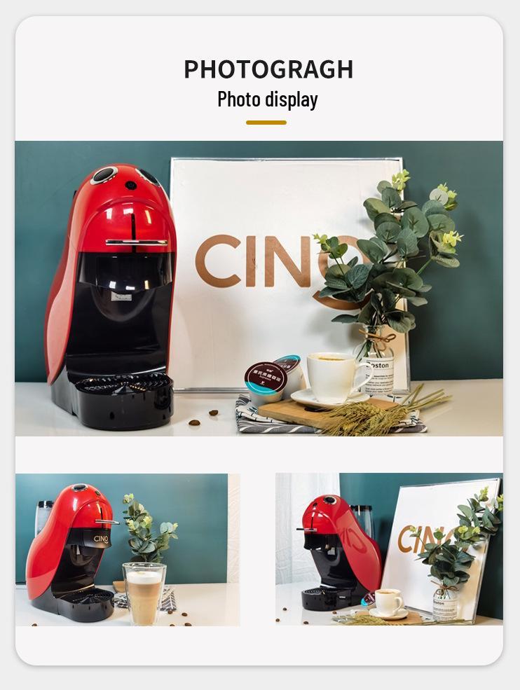 Kávovar na kapsle CINO West Lola-A: Stylový, Nastavitelný objem šálku, Extrakce s rotačním proudem vody