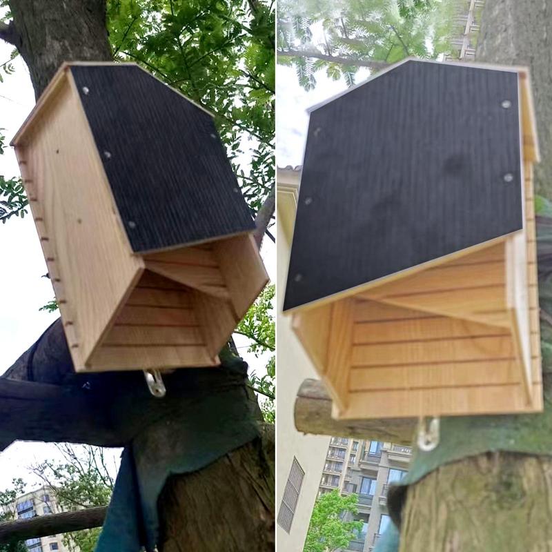 Outside Bat Habitat House Wood Shelter For Bat Colony Reusable Bat Box House Wooden Decoration For Hibernation Wooden Bat Nest