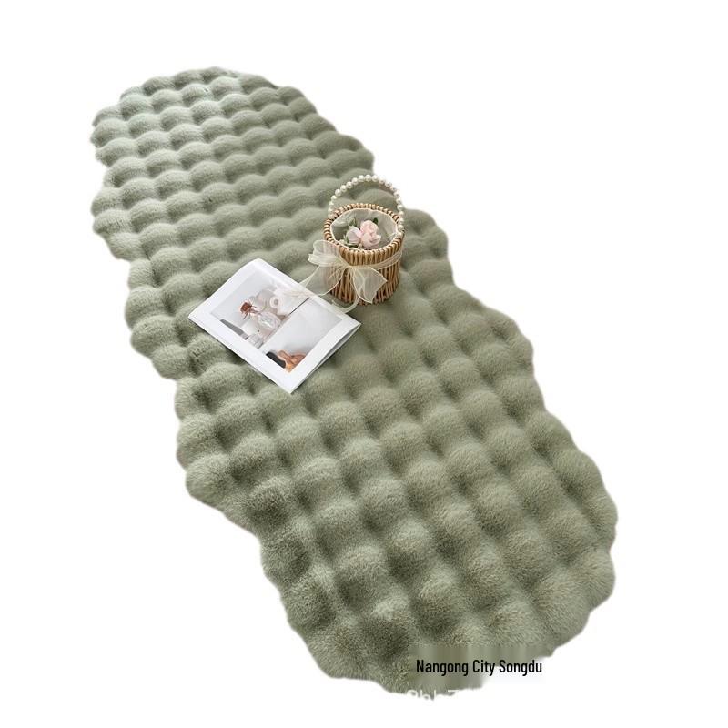 Nordic Irregular Shaped Bubble Rabbit Fur Plush Bedroom Floor Mat