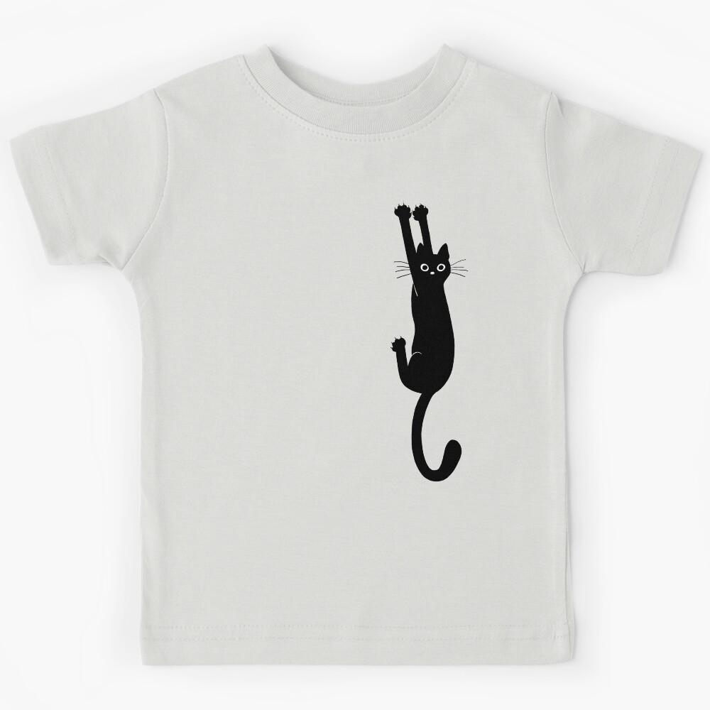 Black Cat Holding On Kids T-Shirt 130