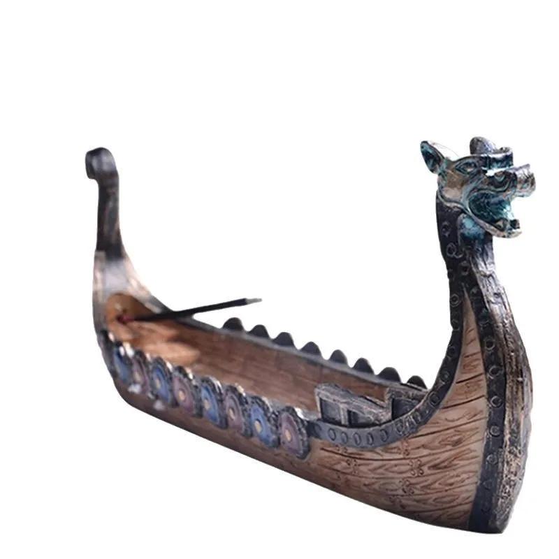 Vintage Loong Boat Incense Burner Chinese Style Furnishings Indoor Furniture Boat Shaped Desktop Decoration Incense Burner ZG134
