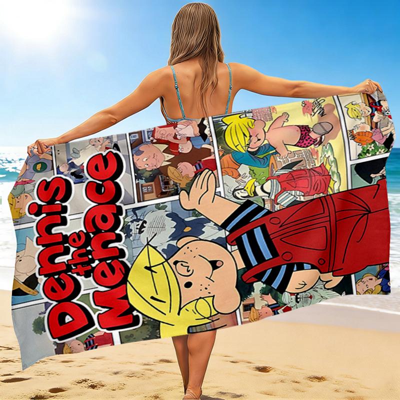 1Pc Dennis Menace Adventures Beach Towel, Quick Dry, Multi-Use for Beach Pool Gym Yoga Home Travel, Christmas, Halloween, Xmas Gift M929145
