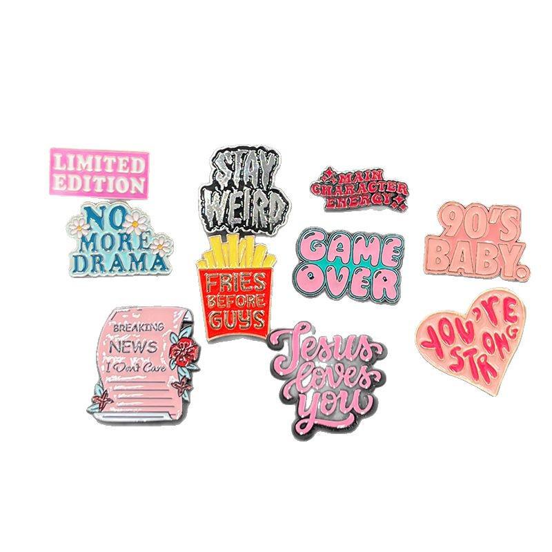 Motivational English Heart Alloy Enamel Brooch: Versatile Accessory for Clothing, Shoes, and Bags